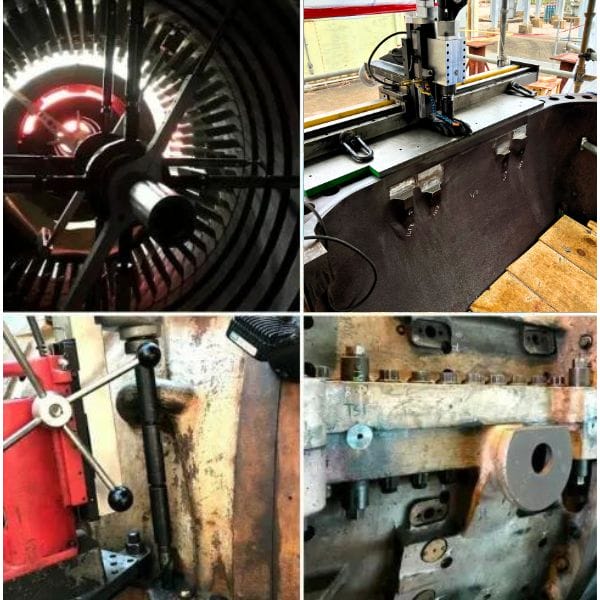 collage of alignment and machining images for power generation